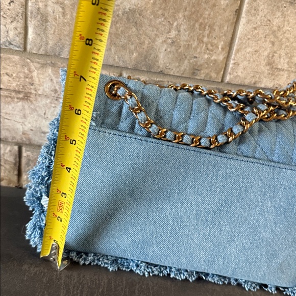 NEW Quilted Denim and Pearl Shoulder Bag with Chain Strap - Picture 4 of 8